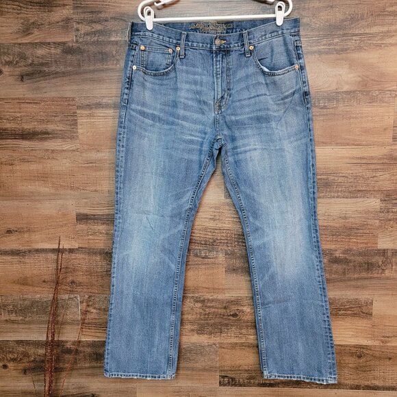 American Eagle Jeans 36x32 Made To Last Original Straight Medium Light Wash - Picture 1 of 11